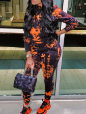 Tie Dye Print Hooded Two Piece Pant Set YH-5194