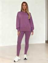 Long Sleeve Solid Color Two Piece Pants Set WSYF-5970