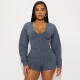 Solid Color Long Sleeve Casual Short Suit MXBF-J25ST282