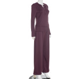 Long Sleeve Solid Color Two Piece Pants Set MXBF-J25ST267