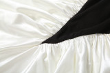 Pleated Contrast Color Short Sleeve Maxi Dress XEF-K25D82217