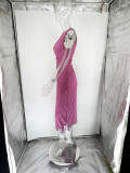 Single Shoulder Slash Neck Pleated Long Dress GTJR-RC3162