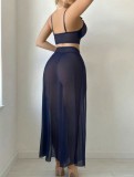 See Mesh Pearl Chain Lingerie Skirt Set GAXL-DZ07