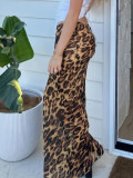 Leopard-Print Chiffon Fishtail Skirt  GKLK-D4315729Y