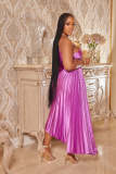 Single Shoulder Slash Neck Pleated Long Dress GTJR-RC3162