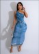 Print Slash Shoulder Long Dress GTJR-RC3239
