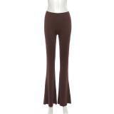 Solid Color Long Sleeve Long Dress Flare Pants Suit GZJQ-K25S81259