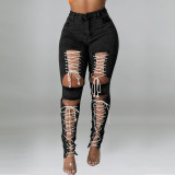 Fashion Holes Bandage Jeans GDAM-218189