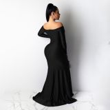 Sexy Off Shoulder Split Maxi Dress HNIF-AL143