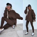 Solid Color Long Sleeve Sweatshirt Pants Suit GLXF-M60040