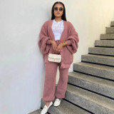 Loose V Neck Sweater Two Piece Pants Set NY-MY109