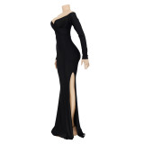Sexy Off Shoulder Split Maxi Dress HNIF-AL143