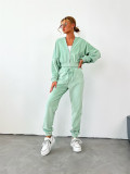 Long Sleeve Solid Color Hoodies Two Piece Pants Set GLXF-M1070