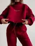 Long Sleeve Print Sweatshirt Pant 2 Piece Set GLXF-M1051