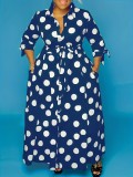 Plus Size Polka Dots Print Shirt Dress GAWE-TB5172