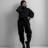 Loose Zipper Sweatshirt Two Piece Pant Set GLXF-M5972