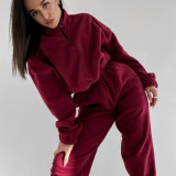 Loose Zipper Sweatshirt Two Piece Pant Set GLXF-M5972
