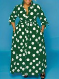 Plus Size Polka Dots Print Shirt Dress GAWE-TB5172