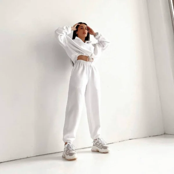 Loose Zipper Sweatshirt Two Piece Pant Set GLXF-M5972