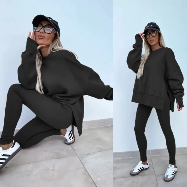 Solid Color Long Sleeve Sweatshirt Pants Suit GLXF-M60040