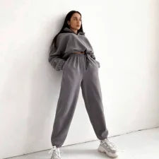 Loose Zipper Sweatshirt Two Piece Pant Set GLXF-M5972