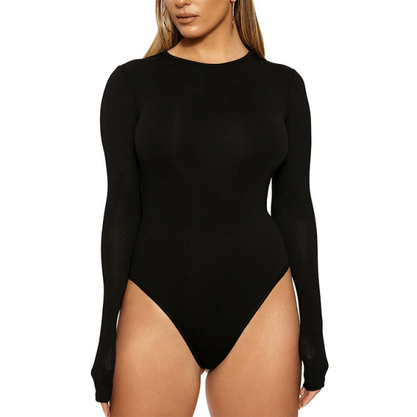 Long Sleeve Solid Color Skinny Bodysuit GZJF-ZJ1202