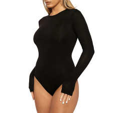 Long Sleeve Solid Color Skinny Bodysuit GZJF-ZJ1202