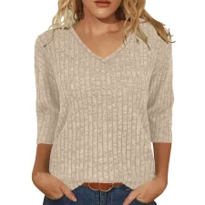 Long Sleeve V Neck T Shirt GYZY-6683