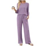 Solid Color Long Sleeve Two Piece Pants Set GYZY-6686