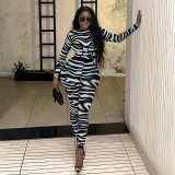 Hollow Out Patchwork Bodysuit Two Piece Pants Set MXBF-J25ST306
