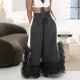 Plus Size Loose Patchwork Wide Leg Pants NNWF-8125