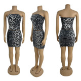 Leopard Print Sequin Tube Top Tank Tops GZIY-6020