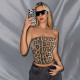 Leopard Print Sequin Tube Top Tank Tops GZIY-6020