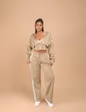 Patchwork Hooded Sweatshirt Three-Piece Pants Set YMEF-57095