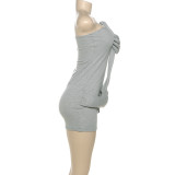 Wrap Chest Solid Color Mini Dress DLSF-K25D80430