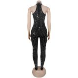Sleeveless Hot Drill Jumpsuit BY-7542