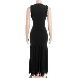 Sleeveless Mesh Patchwork Maxi Dress GAXB-D274DS