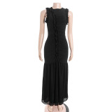 Sleeveless Mesh Patchwork Maxi Dress GAXB-D274DS