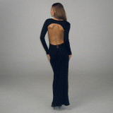 Long Sleeve Backless Maxi Dress GAXB-D316DS