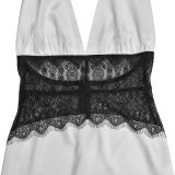 Lace V Neck Backless Maxi Dress BY-7546