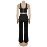 Solid Color Casual Flare Pants BY-7540