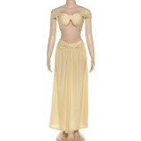 Sexy Wrap Chest Tops Long Skirt Two Piece Set DLSF-K25S80528