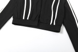 Fashion Long Sleeve Patchwork Three Piece Shorts Set DLSF-K25S82617