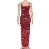 Print Backless Sling Maxi Dress DLSF-K25D81438