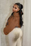 Faux Fur Collar Patchwork Leather Jacket with Lining YMEF-58015