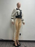 Faux Fur Collar Patchwork Leather Jacket with Lining YMEF-58015