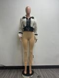 Faux Fur Collar Patchwork Leather Jacket with Lining YMEF-58015