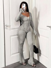 Knits Tassel Casual Two Piece Pants Set NYF-8201