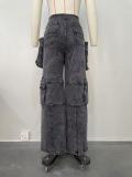 Casual Patchwork Multi-pockets Loose Jeans OD-8686