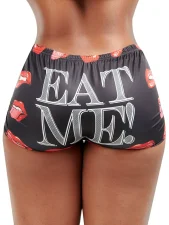 Letter Print Tight Short QYMF-3057